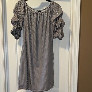 MSI Black and White Striped Top